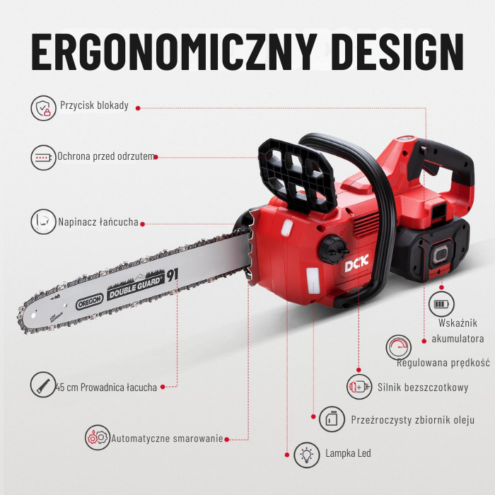 DCK Tools piła łańcuchowa akumulatorowa 58 V 45 cm – BODY KDCS58181Z